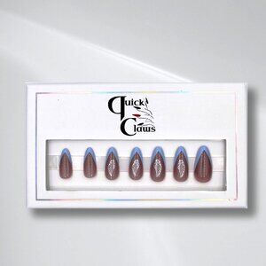 Celestial Elegance: Angel Wing Almond Press On Nails